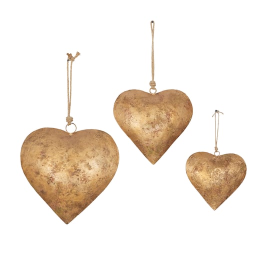 Gold Metal Heart Rustic Windchime Set